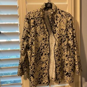 Caroline Rose Women's Black and White Splatter Jacket- L